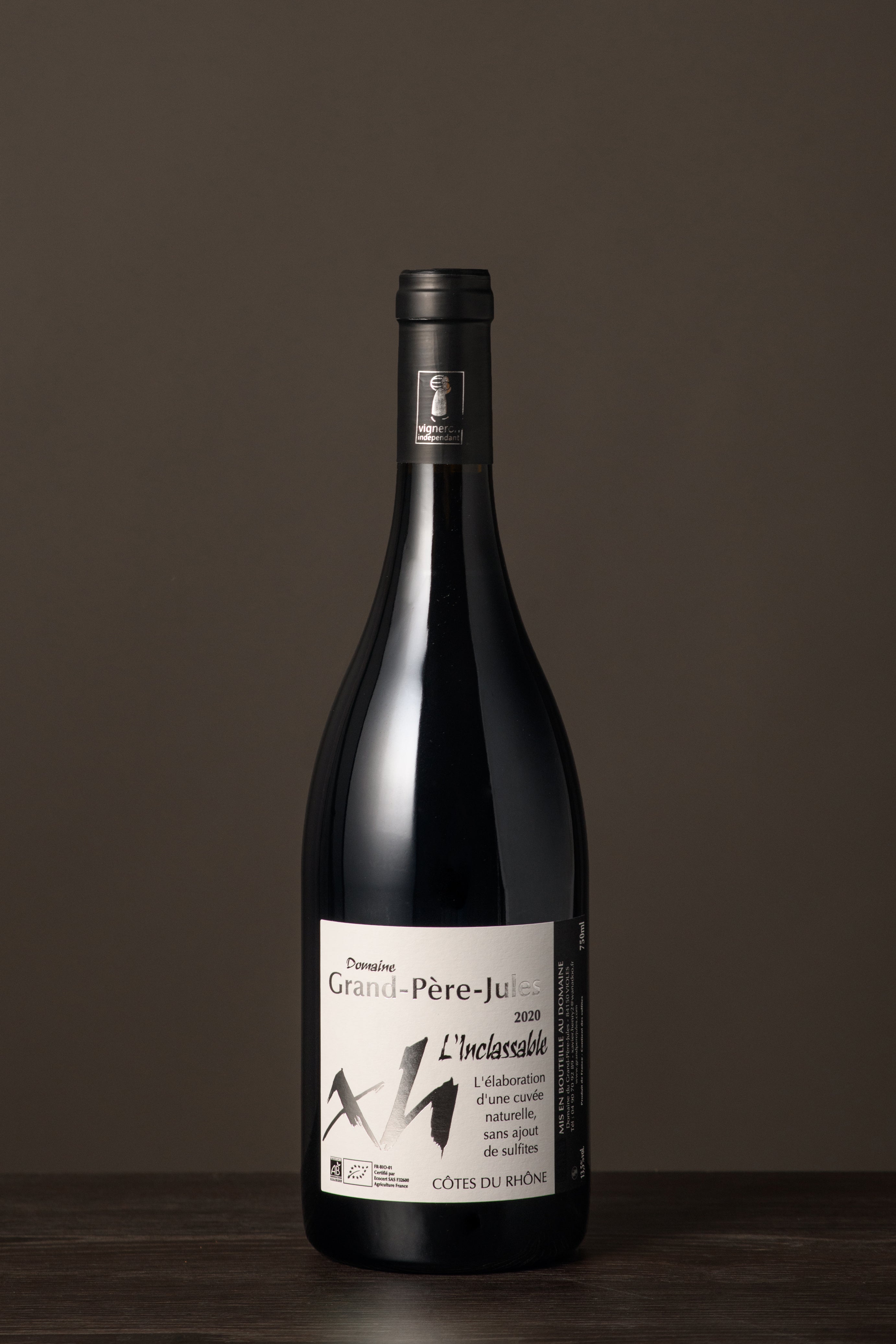L\'Inclassable, sans sulfite ajouté Côtes Vin Grand-Père (202 | bio rouge Du Rhône – Domaine Jules